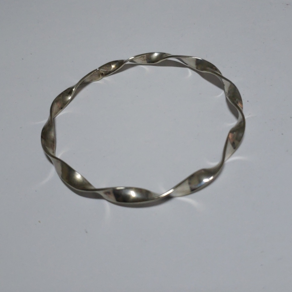 Twisted Silver Bangle Bracelet